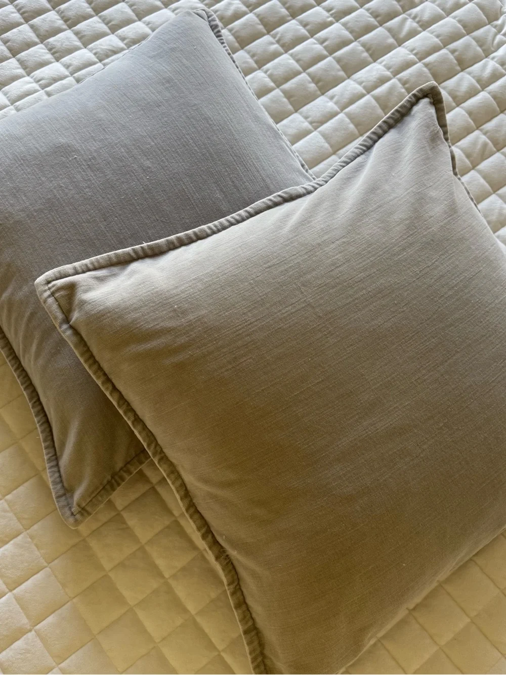 Pottery Barn Everywhere Velvet 20x20 Pillow Cover & Down Insert Set of Two Gray
